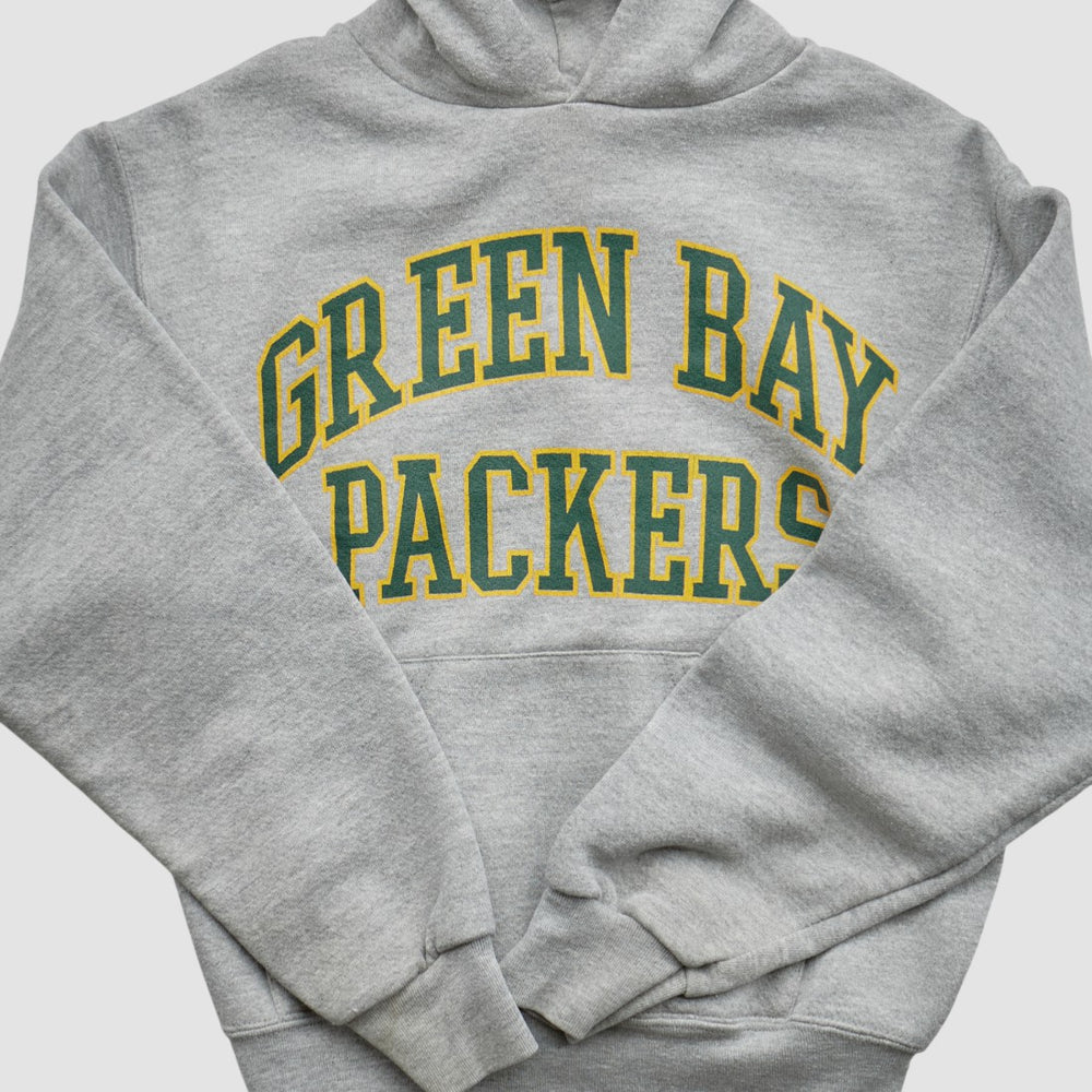 Green Bay Packers NFL 2000s Hooded Pullover Sweatshirt Heather Gray Yth M Real Vintage