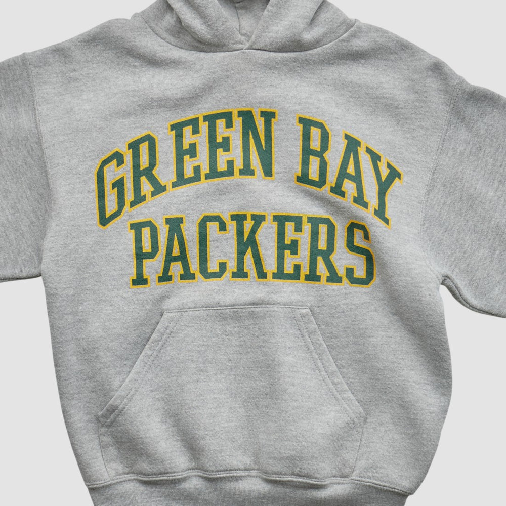Green Bay Packers NFL 2000s Hooded Pullover Sweatshirt Heather Gray Yth M Real Vintage