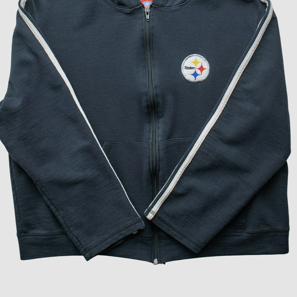 Pittsburgh Steelers NFL 2000s Hooded Full Zip Sweatshirt Black Vintage