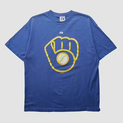 Milwaukee Brewers Majestic 2000s T-shirt - Blue - M by Fanatics Real Vintage T-shirts