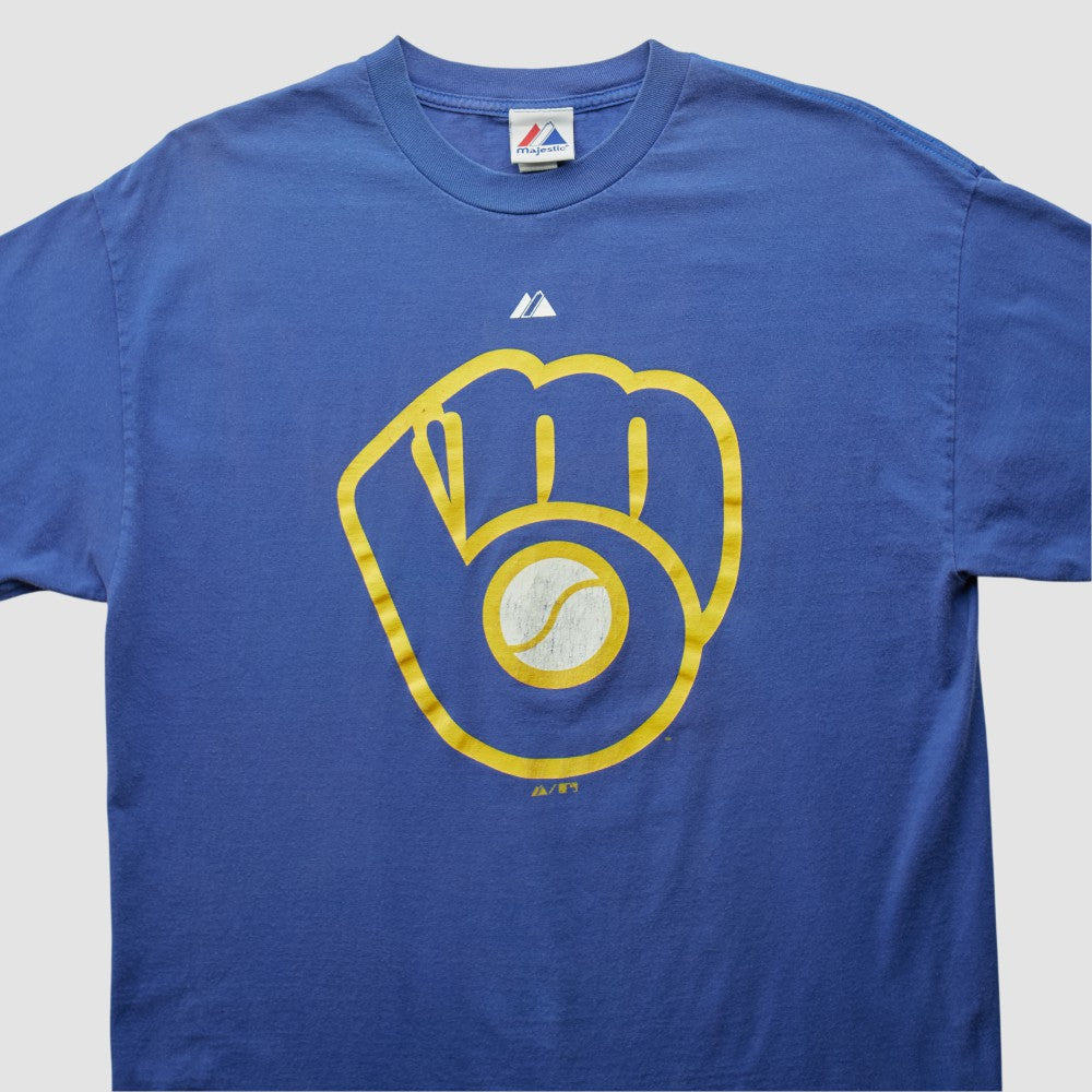 Milwaukee Brewers Majestic 2000s T-shirt - Blue - M by Fanatics Real Vintage T-shirts