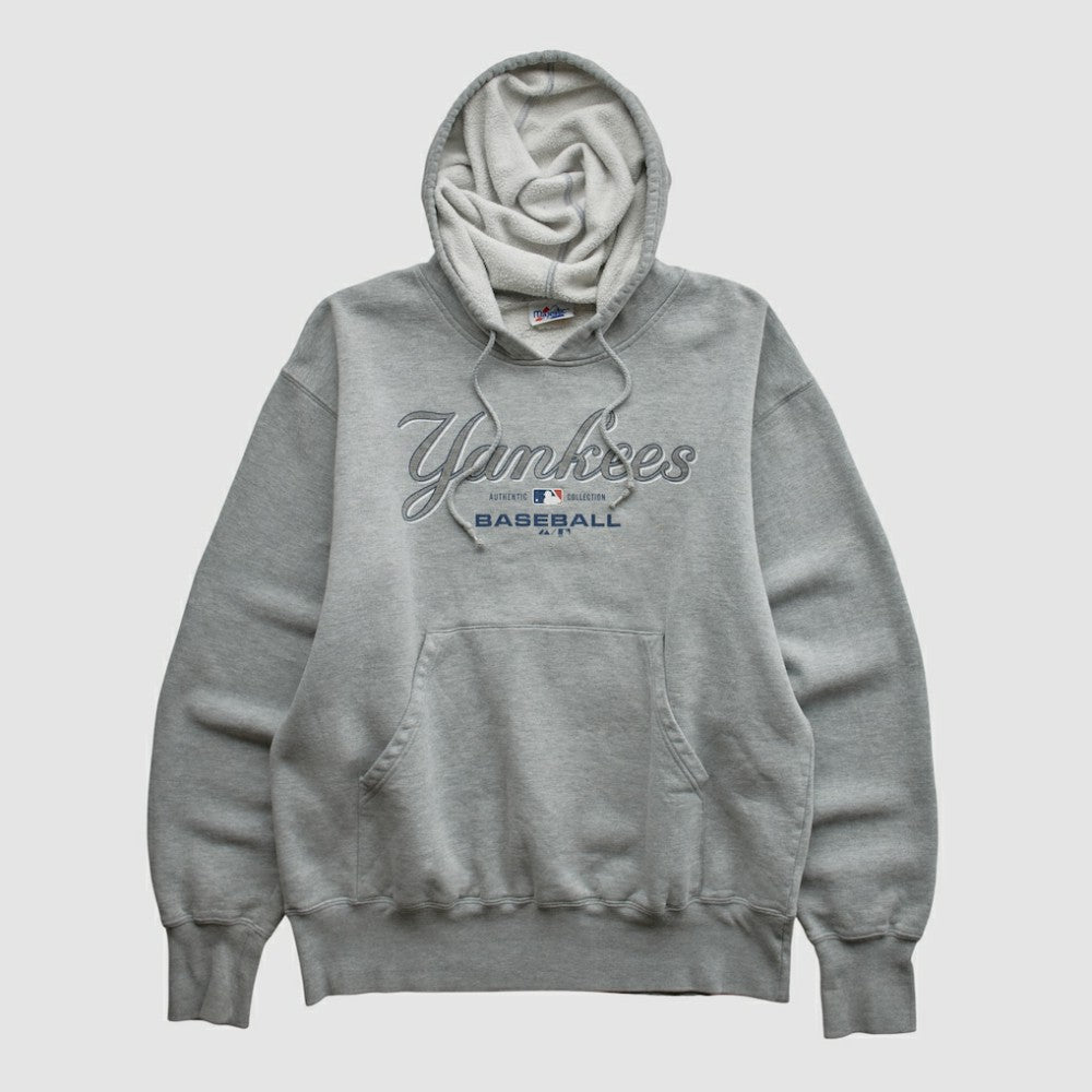 New York Yankees Majestic 2000s Hooded Pullover Sweatshirt - Heather Gray - S by Fanatics Real Vintage Pullover
