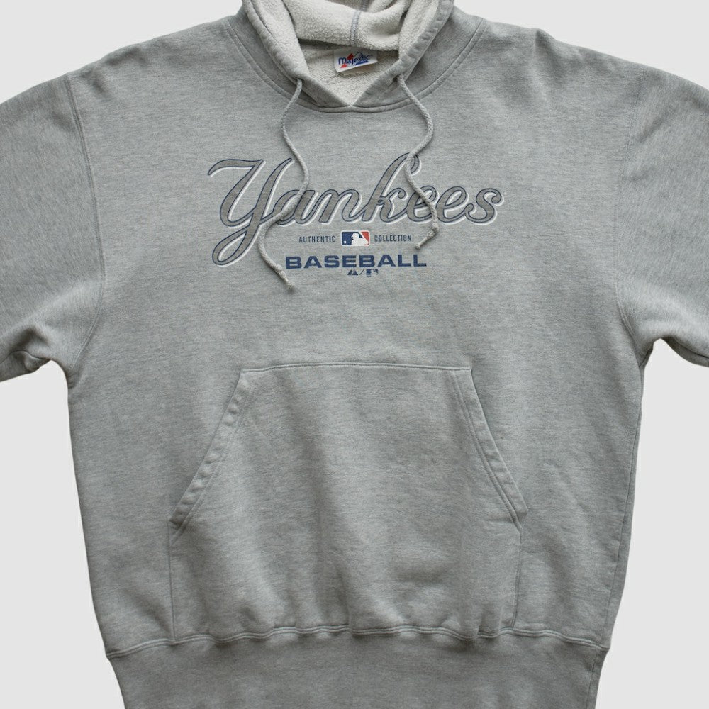 New York Yankees Majestic 2000s Hooded Pullover Sweatshirt - Heather Gray - S by Fanatics Real Vintage Pullover