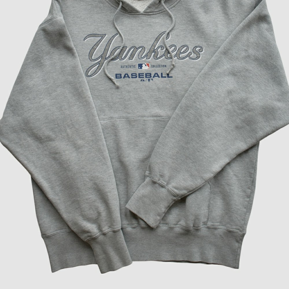 New York Yankees Majestic 2000s Hooded Pullover Sweatshirt - Heather Gray - S by Fanatics Real Vintage Pullover