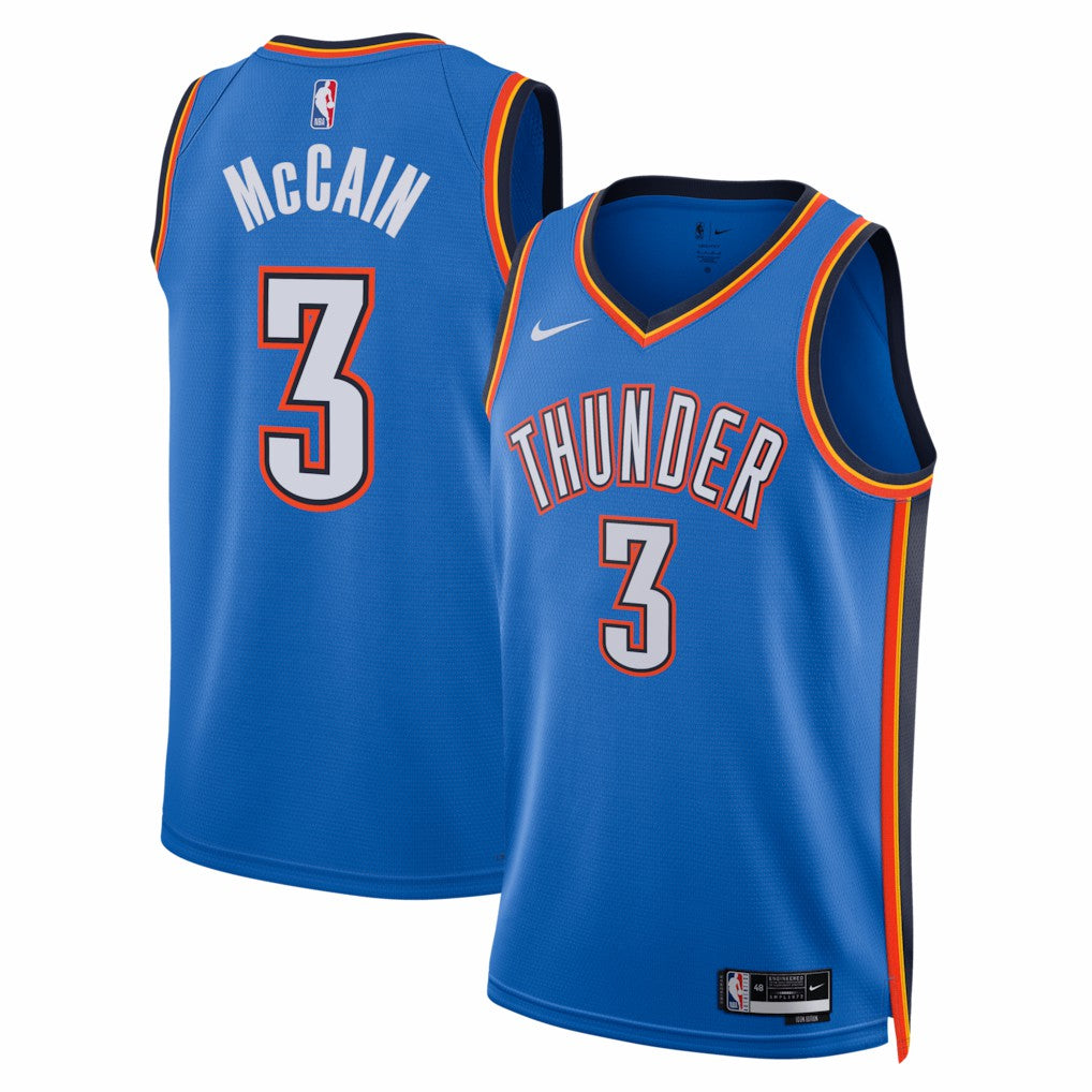 Jared McCain Oklahoma City Thunder Unisex Swingman Jersey Icon Edition Blue