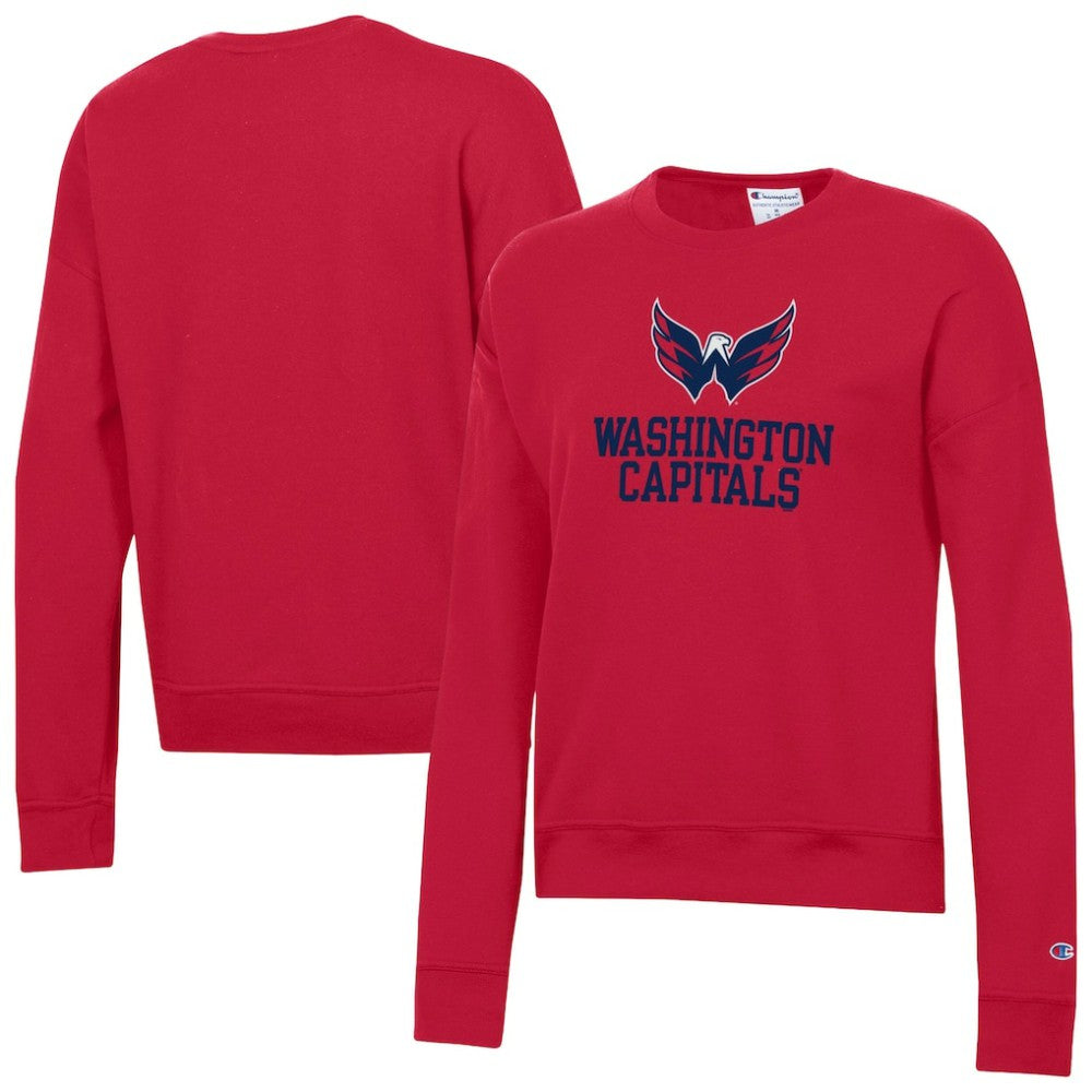 NHL Washington Capitals Champion Women's Wordmark Lockup Powerblend Sweatshirt - Red