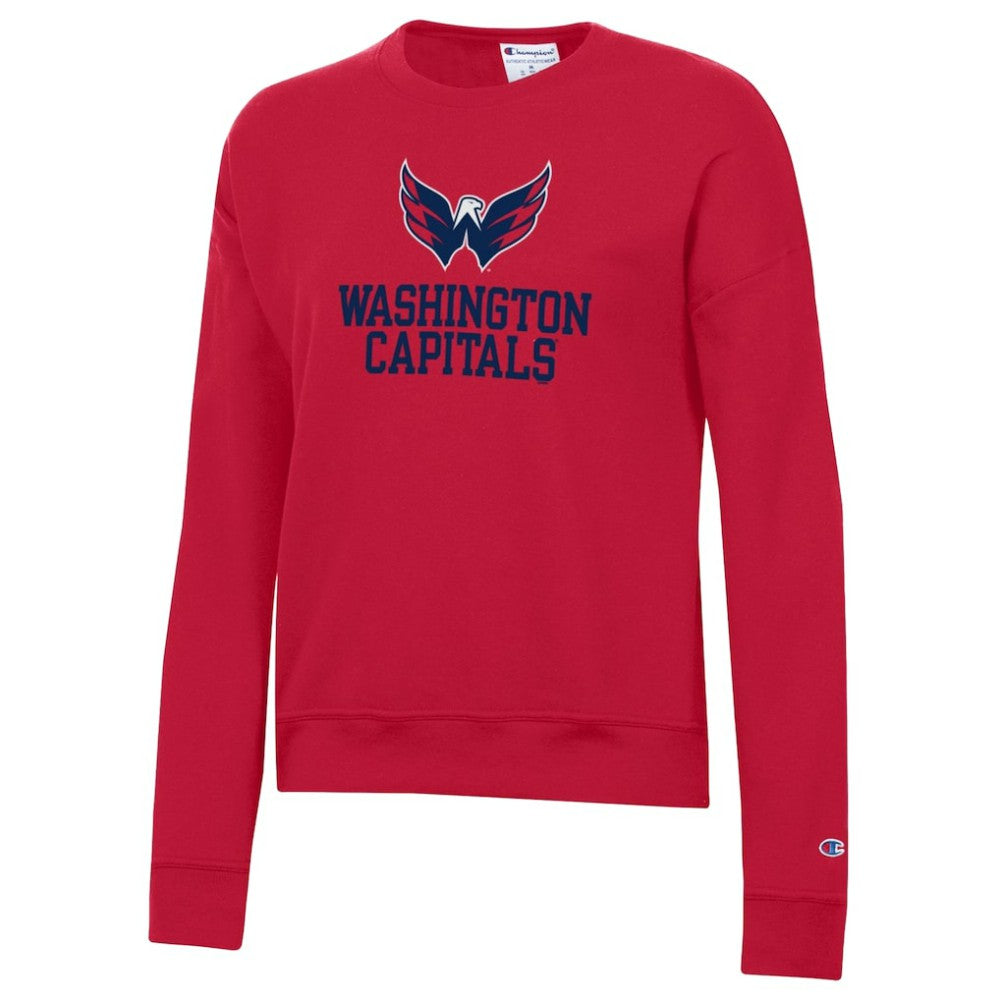 NHL Washington Capitals Champion Women's Wordmark Lockup Powerblend Sweatshirt - Red