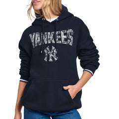 New York Yankees Starter Women's Lace Team Lockup Fleece Hoodie - Navy Hoodies