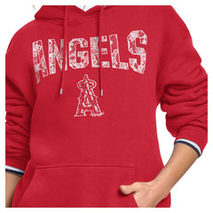 Los Angeles Angels Starter Women's Lace Team Lockup Fleece Hoodie - Red Hoodies
