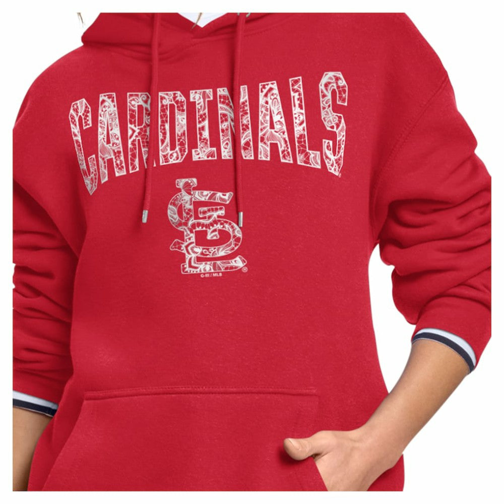 St. Louis Cardinals Starter Women's Lace Team Lockup Fleece Hoodie - Red Hoodies