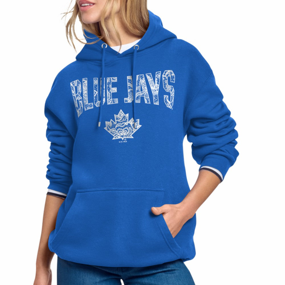 Toronto Blue Jays Starter Women's Lace Team Lockup Fleece Hoodie - Royal Hoodies