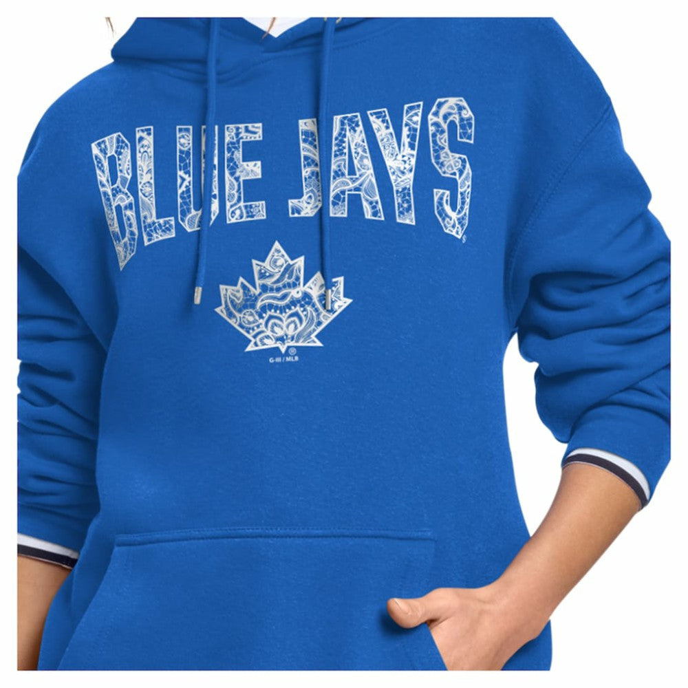 Toronto Blue Jays Starter Women's Lace Team Lockup Fleece Hoodie - Royal Hoodies