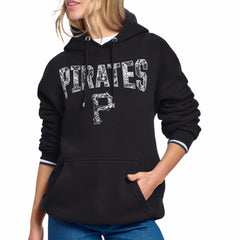 Pittsburgh Pirates Starter Women's Lace Team Lockup Fleece Hoodie - Black Hoodies