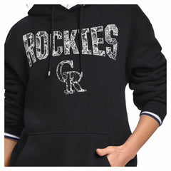 Colorado Rockies Starter Women's Lace Team Lockup Fleece Hoodie - Black Hoodies
