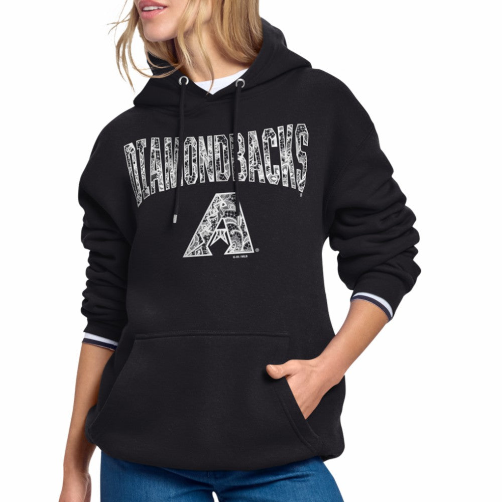 Arizona Diamondbacks Starter Women's Lace Team Lockup Fleece Hoodie - Black Hoodies