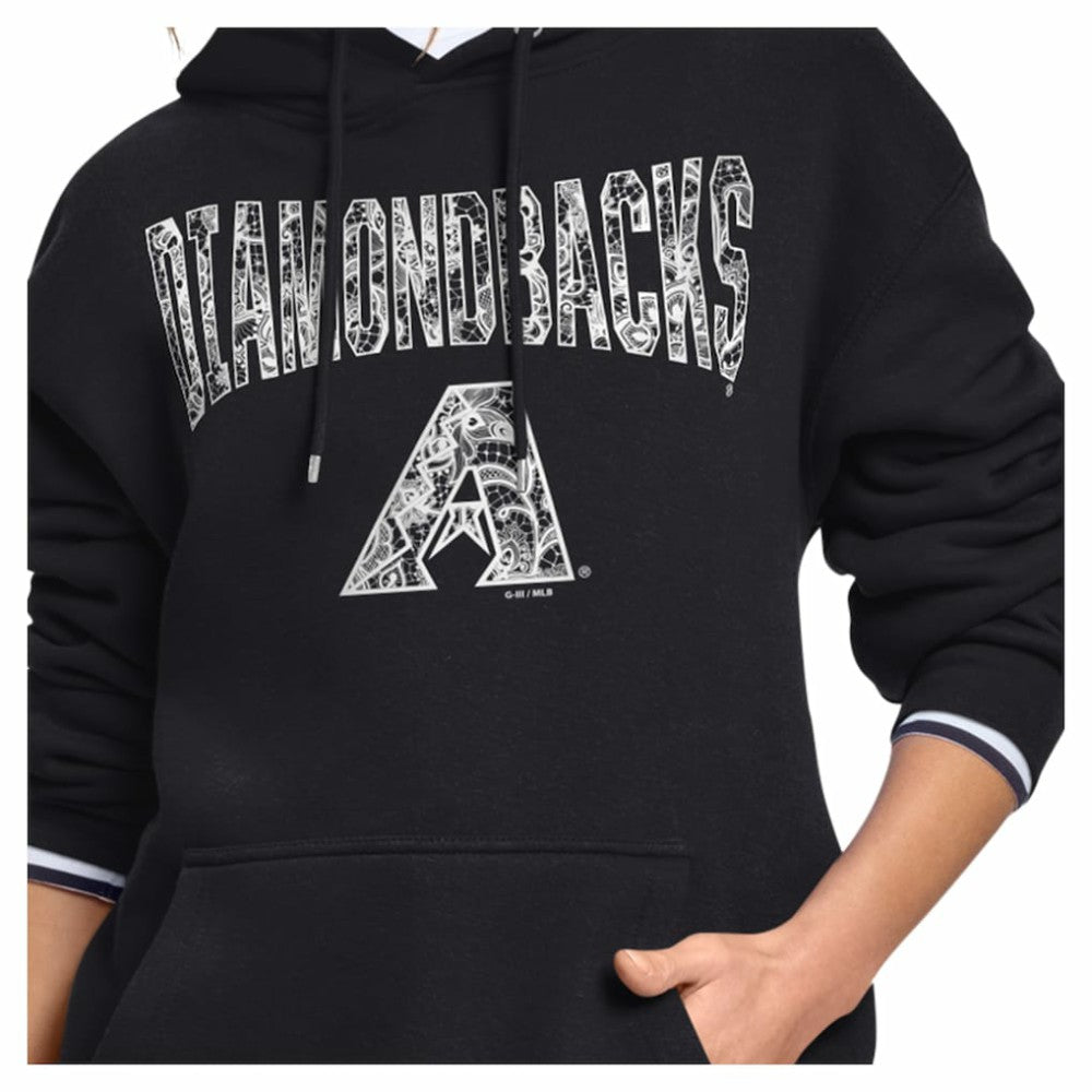 Arizona Diamondbacks Starter Women's Lace Team Lockup Fleece Hoodie - Black Hoodies