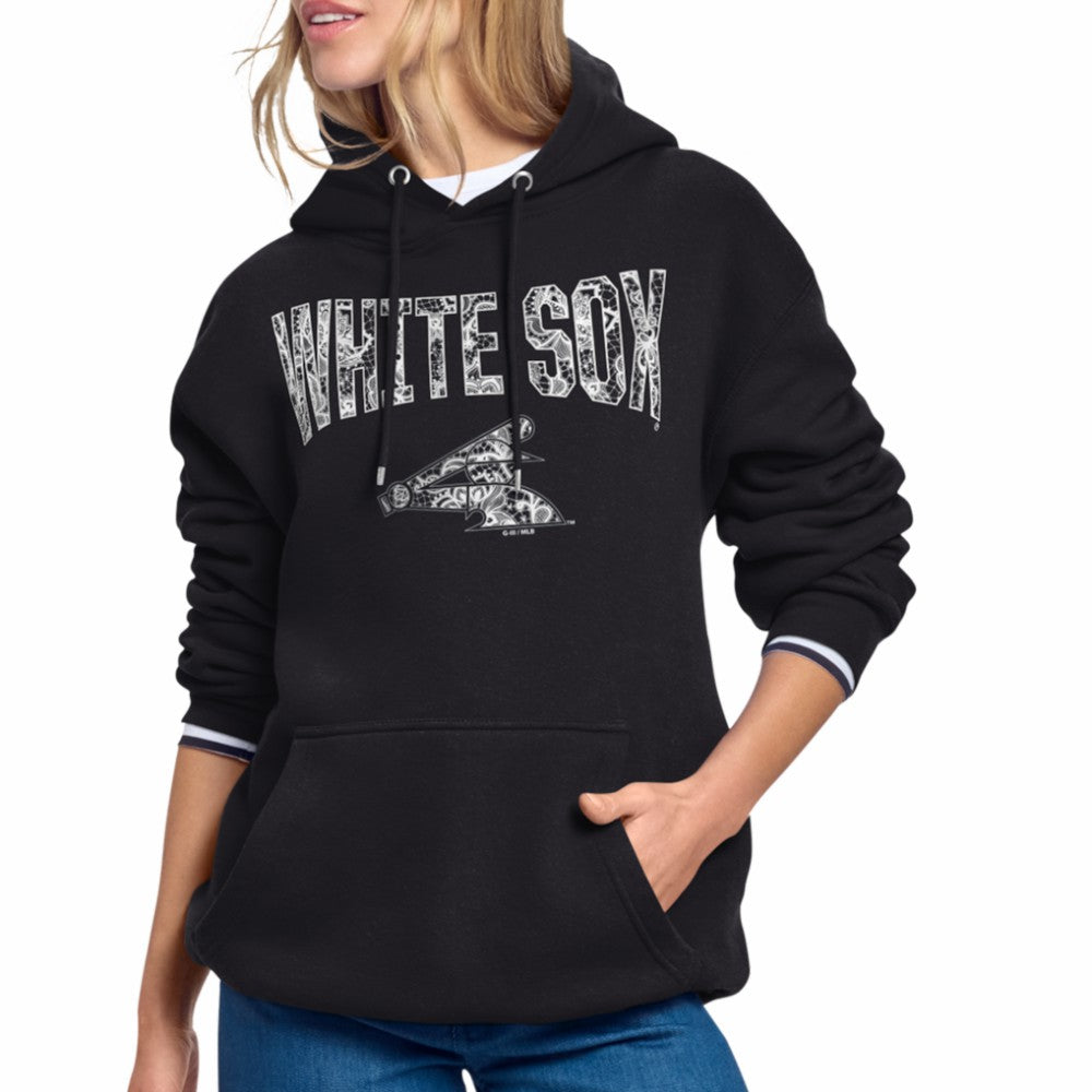 Chicago White Sox Starter Women's Lace Team Lockup Fleece Hoodie - Black Hoodies