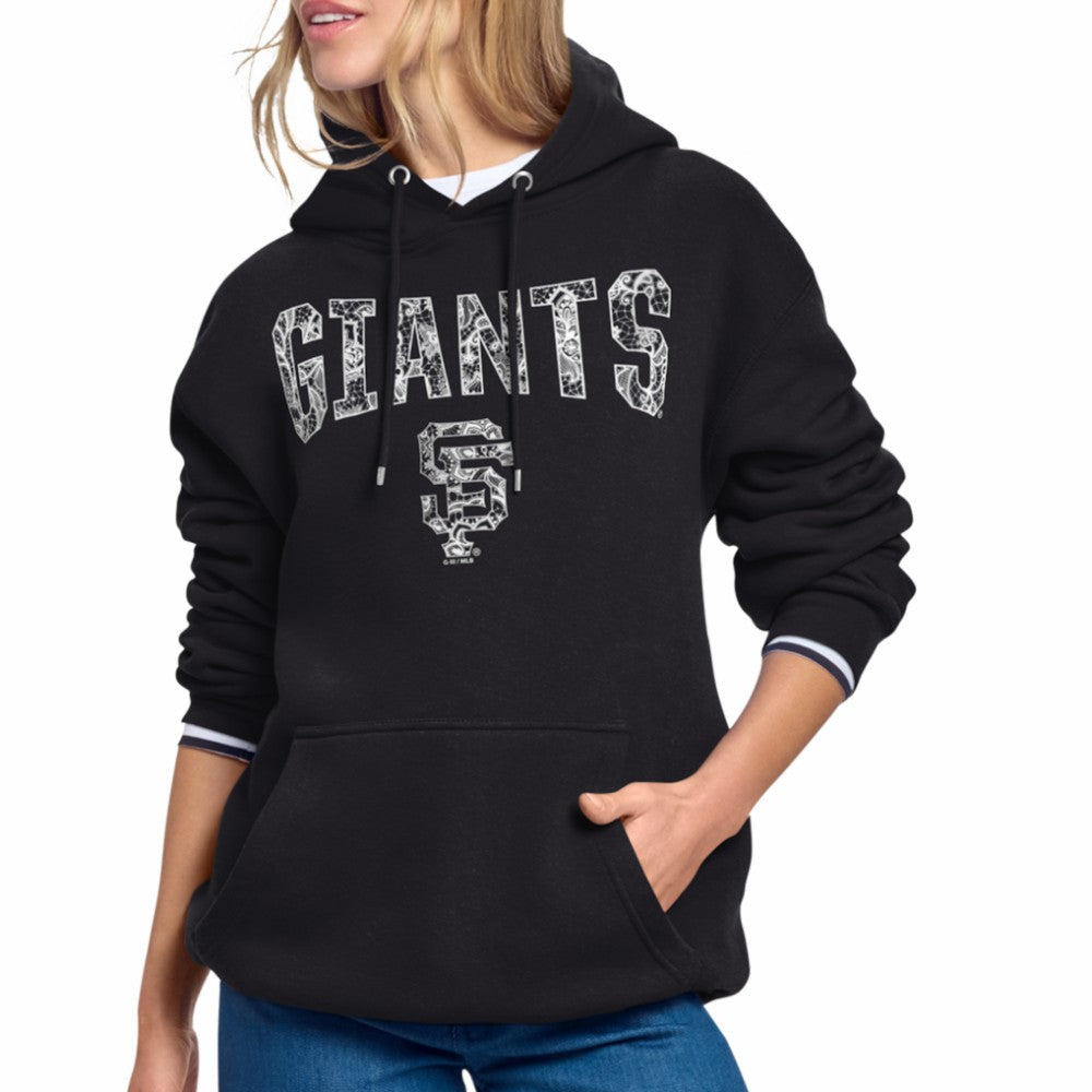 San Francisco Giants Starter Women's Lace Team Lockup Fleece Hoodie - Black Hoodies