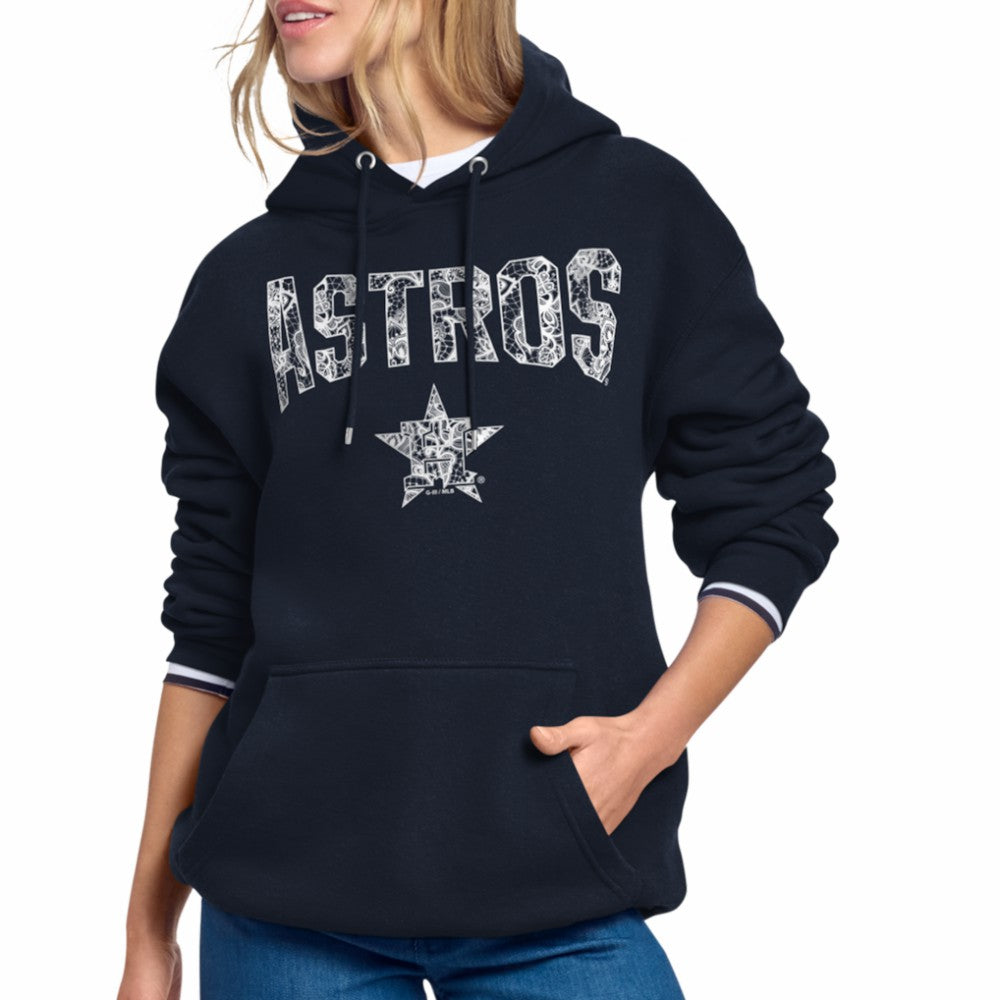 Houston Astros Starter Women's Lace Team Lockup Fleece Hoodie - Navy Hoodies