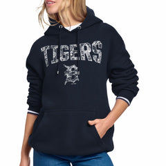 Detroit Tigers Starter Women's Lace Team Lockup Fleece Hoodie - Navy Hoodies