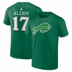 Josh Allen Buffalo Bills St. Patrick's Day Icon Name & Number T-Shirt Green