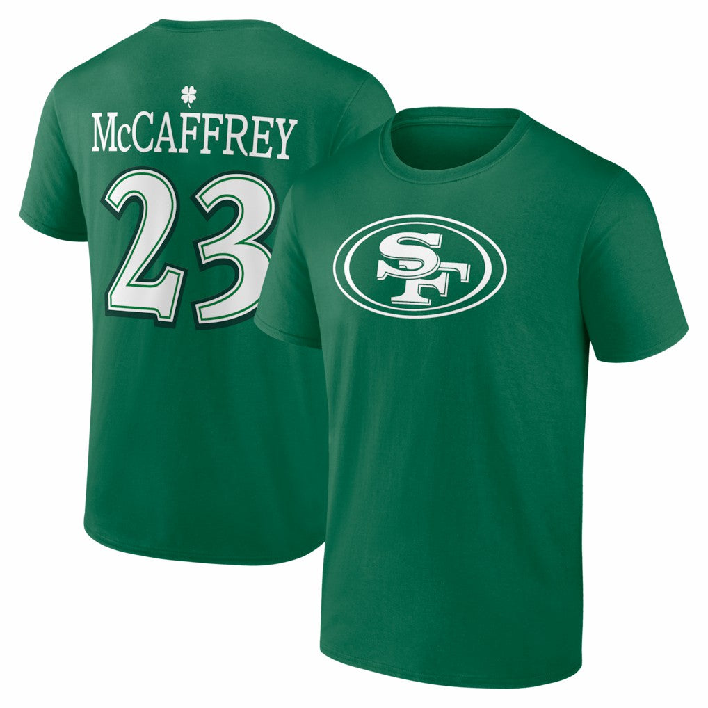 Christian McCaffrey San Francisco 49ers St. Patrick's Day Icon Name & Number T-Shirt Green
