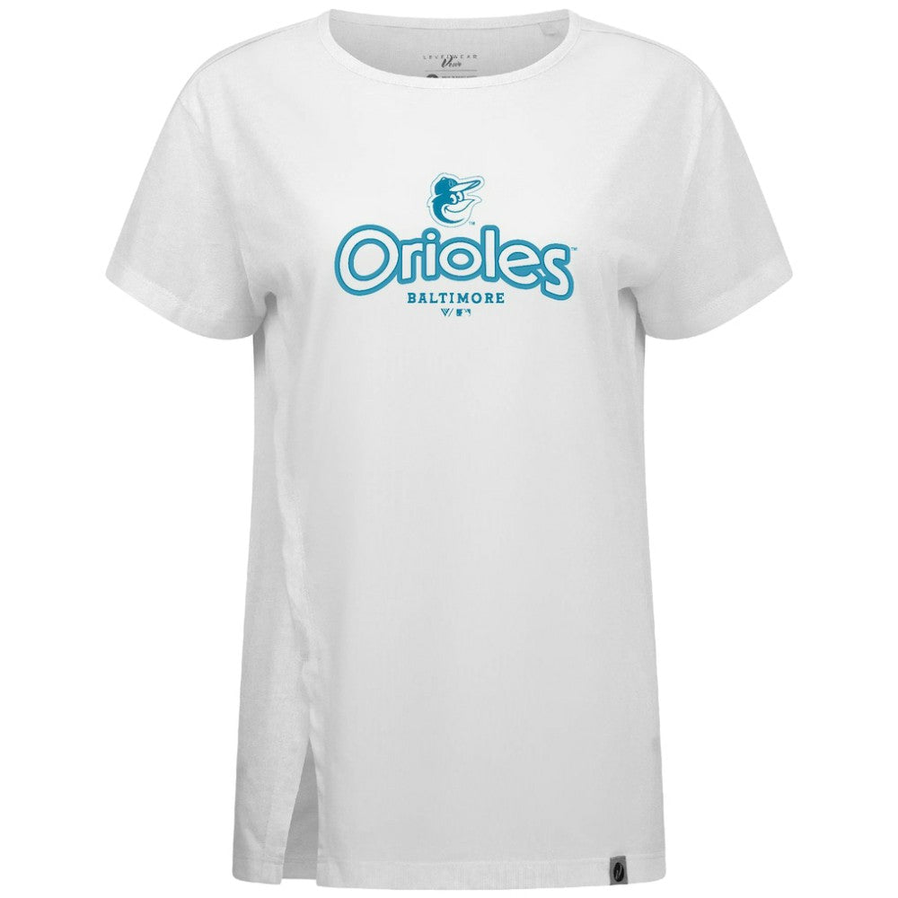 Baltimore Orioles Levelwear Women's Blue Haven Influx Cornerstone T-Shirt - White T-shirts