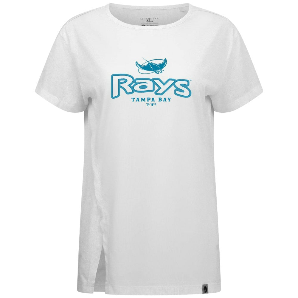 Tampa Bay Rays Levelwear Women's Blue Haven Influx Cornerstone T-Shirt - White T-shirts