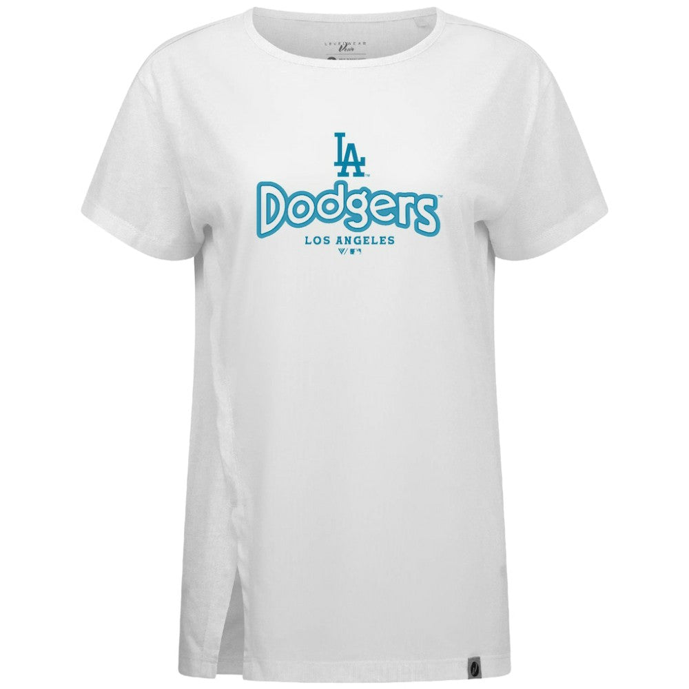 Los Angeles Dodgers Levelwear Women's Blue Haven Influx Cornerstone T-Shirt - White T-shirts