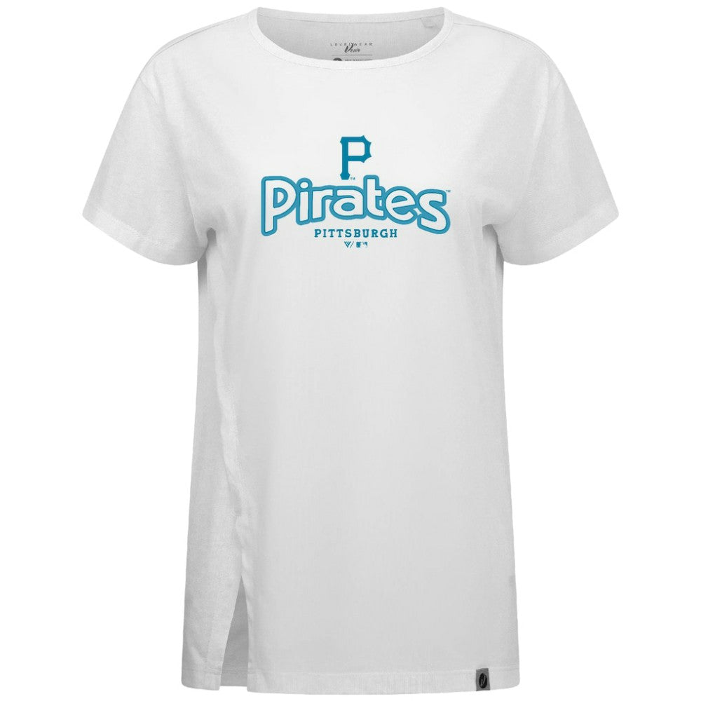 Pittsburgh Pirates Levelwear Women's Blue Haven Influx Cornerstone T-Shirt - White T-shirts