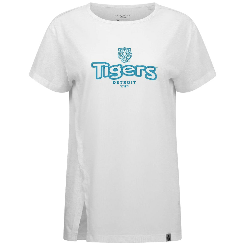 Detroit Tigers Levelwear Women's Blue Haven Influx Cornerstone T-Shirt - White T-shirts