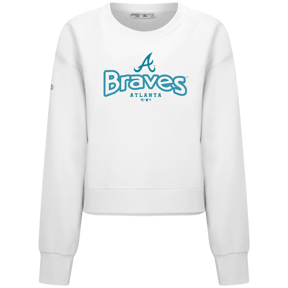 Atlanta Braves Levelwear Women's Judd Cornerstone Cropped Sweatshirt - White Sweatshirts