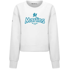 Miami Marlins Levelwear Women's Judd Cornerstone Cropped Sweatshirt - White Sweatshirts