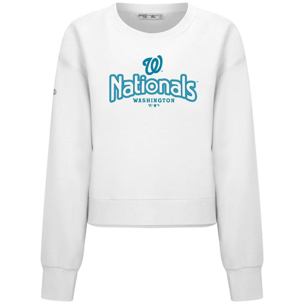 Washington Nationals Levelwear Women's Judd Cornerstone Cropped Sweatshirt - White Sweatshirts