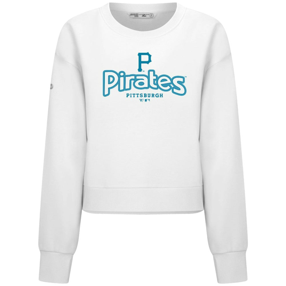 Pittsburgh Pirates Levelwear Women's Judd Cornerstone Cropped Sweatshirt - White Sweatshirts