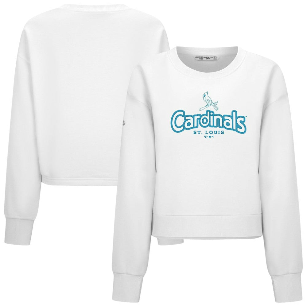 St. Louis Cardinals Levelwear Women's Judd Cornerstone Cropped Sweatshirt - White Sweatshirts