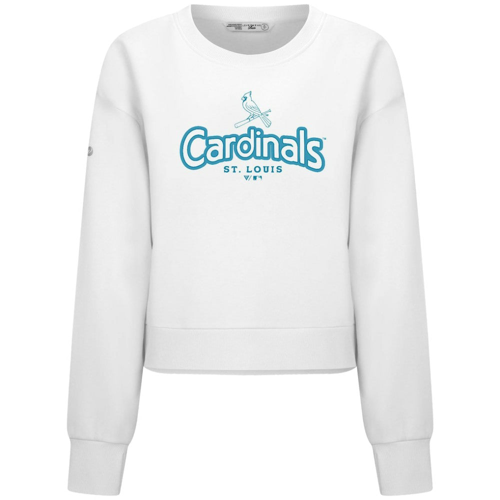 St. Louis Cardinals Levelwear Women's Judd Cornerstone Cropped Sweatshirt - White Sweatshirts