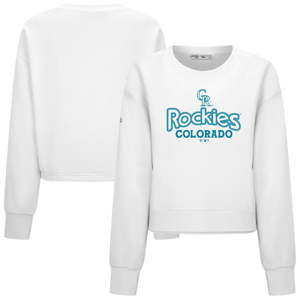 Colorado Rockies Levelwear Women's Judd Cornerstone Cropped Sweatshirt - White Sweatshirts
