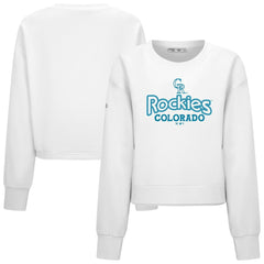 Colorado Rockies Levelwear Women's Judd Cornerstone Cropped Sweatshirt - White Sweatshirts