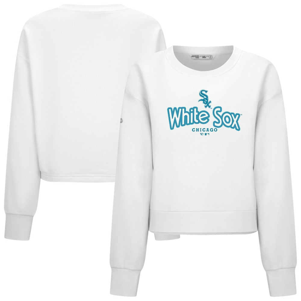 Chicago White Sox Levelwear Women's Judd Cornerstone Cropped Sweatshirt - White Sweatshirts