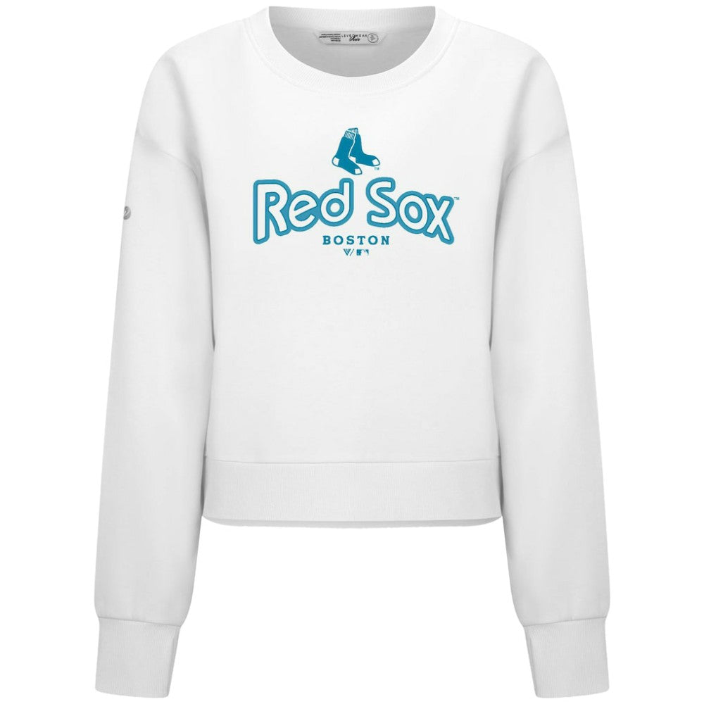 Boston Red Sox Levelwear Women's Judd Cornerstone Cropped Sweatshirt - White Sweatshirts