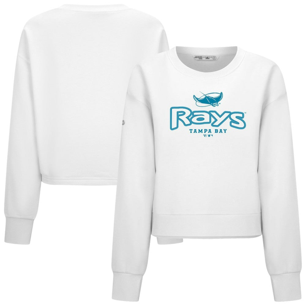 Tampa Bay Rays Levelwear Women's Judd Cornerstone Cropped Sweatshirt - White Sweatshirts