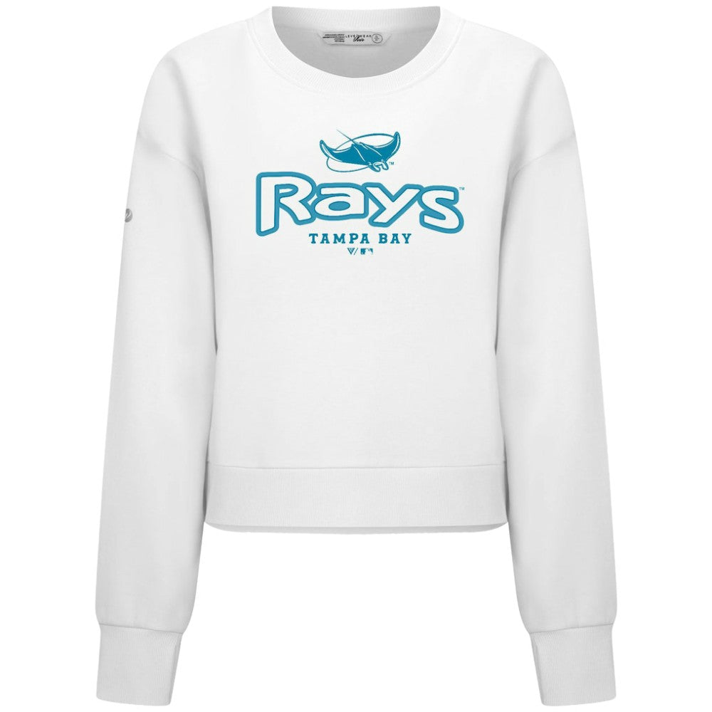 Tampa Bay Rays Levelwear Women's Judd Cornerstone Cropped Sweatshirt - White Sweatshirts