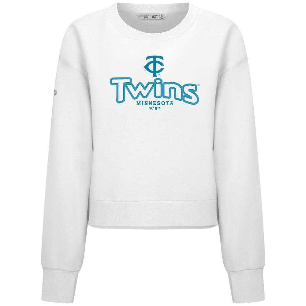 Minnesota Twins Levelwear Women's Judd Cornerstone Cropped Sweatshirt - White Sweatshirts