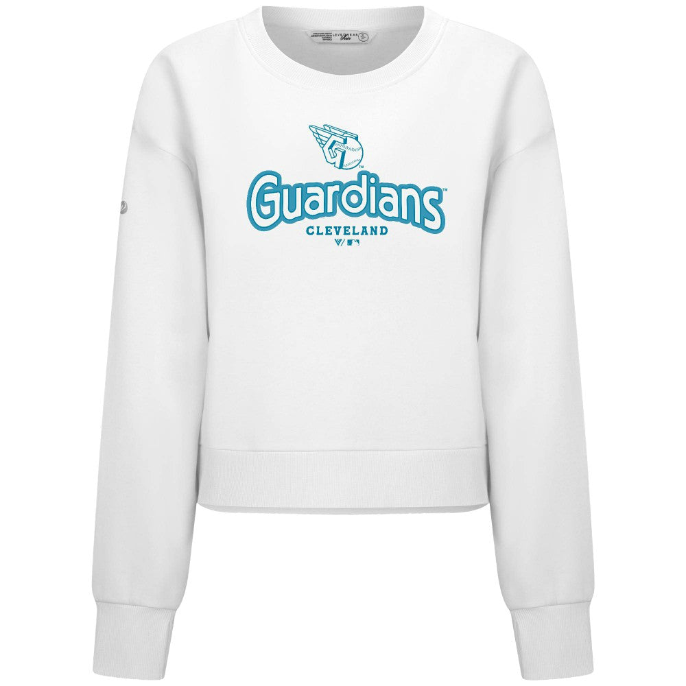 Cleveland Guardians Levelwear Women's Judd Cornerstone Cropped Sweatshirt - White Sweatshirts