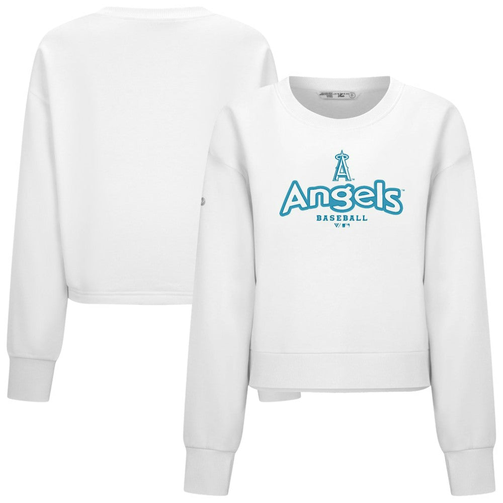 Los Angeles Angels Levelwear Women's Judd Cornerstone Cropped Sweatshirt - White Sweatshirts