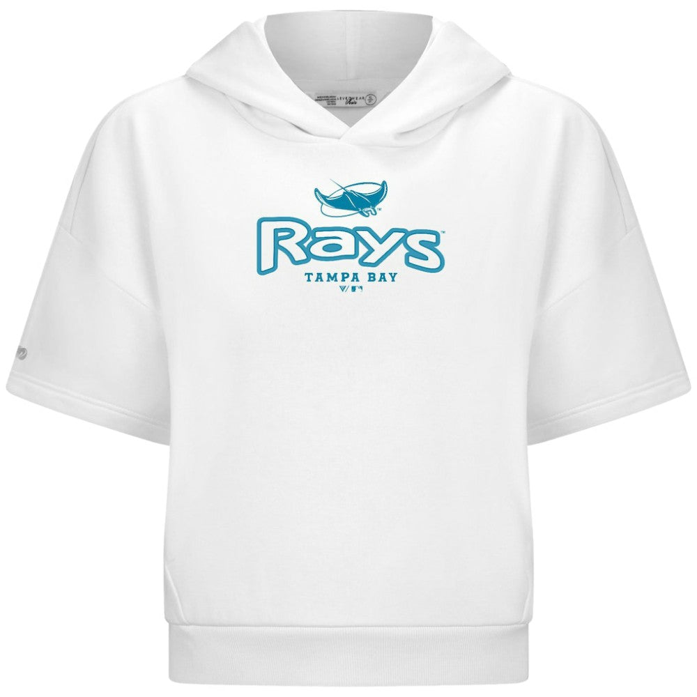 Tampa Bay Rays Levelwear Women's Amber Short Sleeve Cornerstone Hoodie - White Hoodies