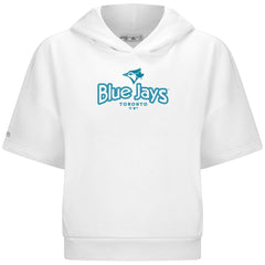 Toronto Blue Jays Levelwear Women's Amber Short Sleeve Cornerstone Hoodie - White Hoodies