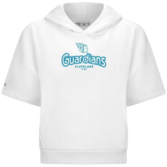 Cleveland Guardians Levelwear Women's Amber Short Sleeve Cornerstone Hoodie - White Hoodies