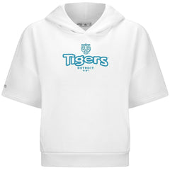 Detroit Tigers Levelwear Women's Amber Short Sleeve Cornerstone Hoodie - White Hoodies